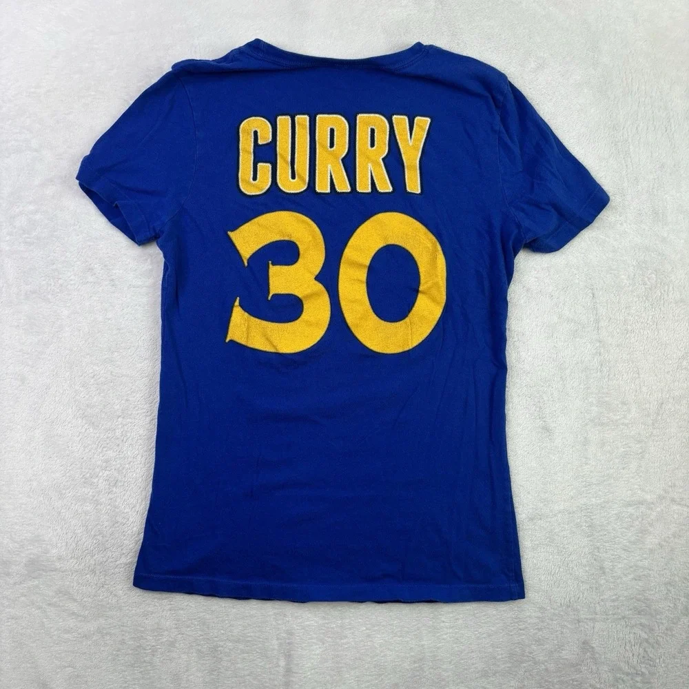 Adidas Golden State Warriors Stephen Curry GSW Blue SS Graphic Shirt Women's LG